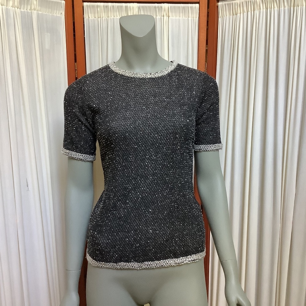 CAbi #542 Coco Shell Boucle Short Sleeve Top Size XS